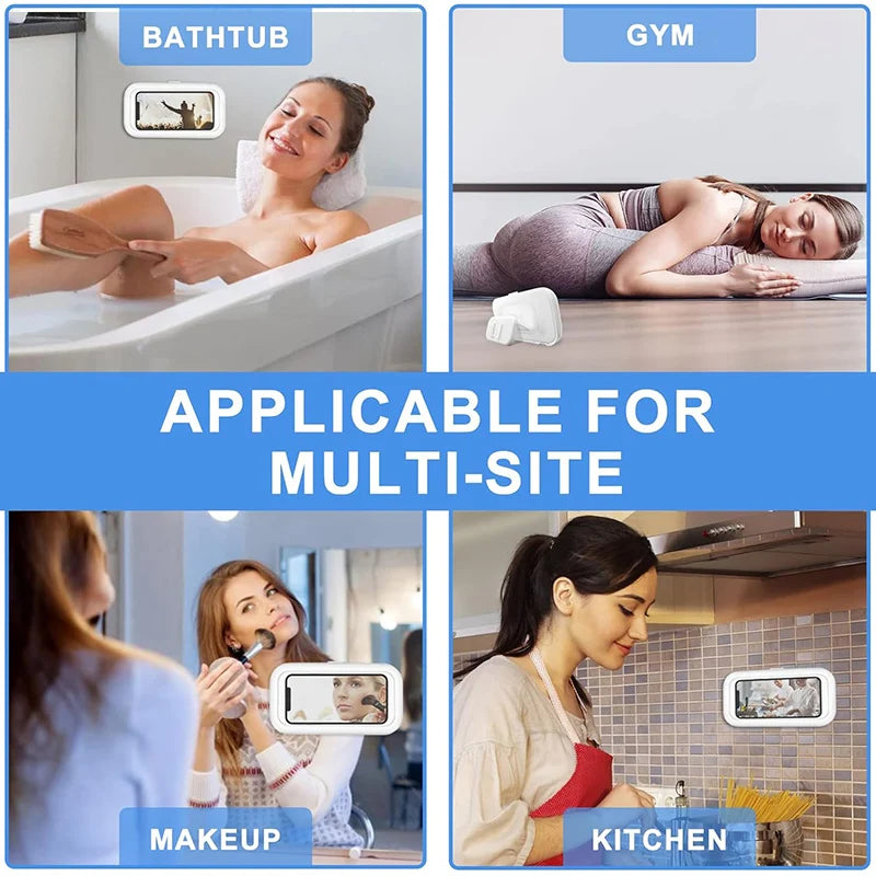 New Rotation Waterproof Bathroom Phone Wall Mount Holder Adjustable Shower Phone Case Stick on Wall Bathroom Toilet Phone Holder