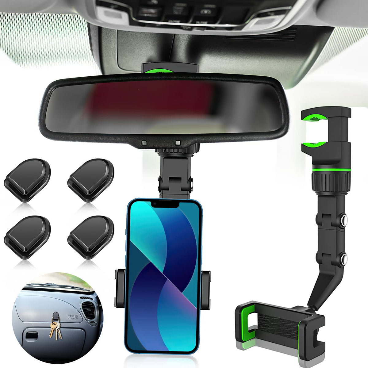 MULTIFUNCTIONAL REARVIEW MIRROR MOBILE PHONE HOLDER