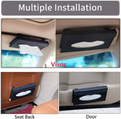 Car Tissue Box Visor Type PU Leather Car Tissue Box Napkin Holder Car Tissue Holder Car Seat Box Black