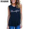 IYAEGE Tank Top 2017 New Women Casual Letter Print T-shirts Sexy O-neck Sleeveless Summer Tops Vest Tanks Streetwear Plus Size