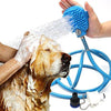 A Palm-Sized Dog Scrubber/Sprayer That Attaches To Your Hose